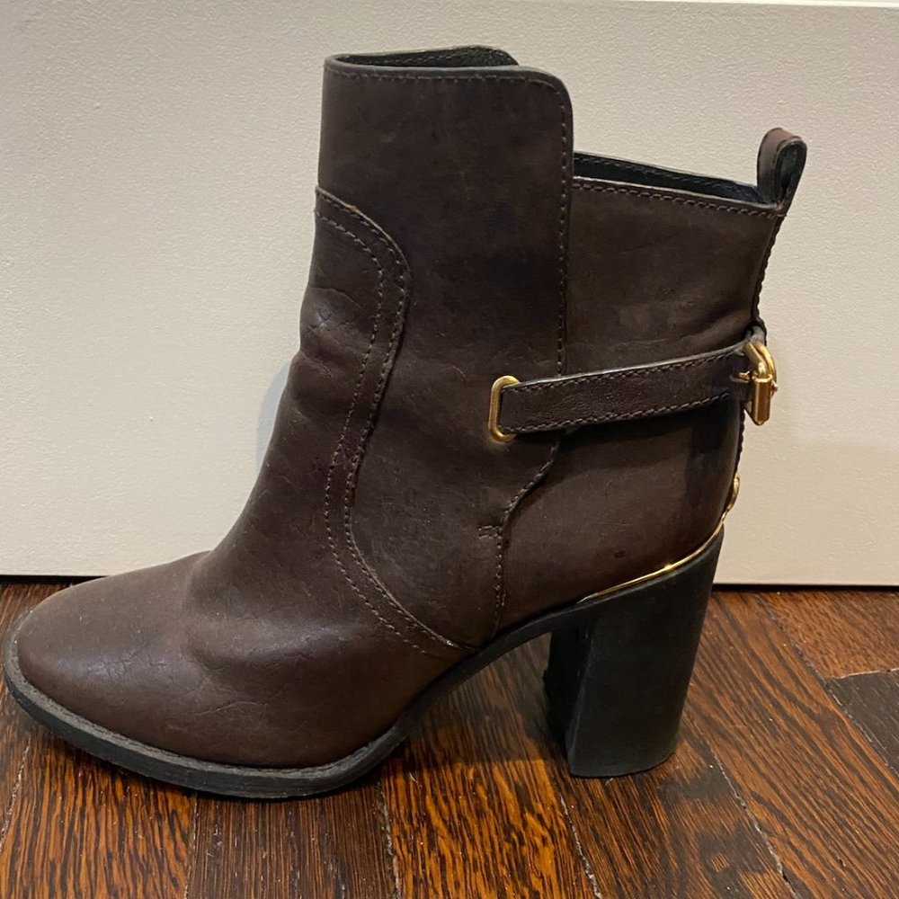 Tory Burch Brown Leather Healed Bootie - Size 8.5